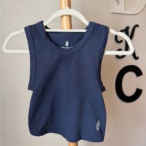 Free People Movement Free Throw Muscle Top Size XS Navy Ribbed Athletic Shirt